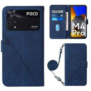 For Xiaomi Poco M4 Pro 4G Crossbody 3D Embossed Flip Leather Phone Case(Blue)