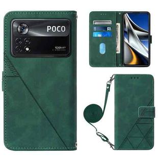 For Xiaomi Poco X4 Pro 5G Crossbody 3D Embossed Flip Leather Phone Case(Dark Green)