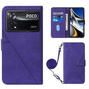 For Xiaomi Poco X4 Pro 5G Crossbody 3D Embossed Flip Leather Phone Case(Purple)