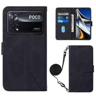 For Xiaomi Poco X4 Pro 5G Crossbody 3D Embossed Flip Leather Phone Case(Black)
