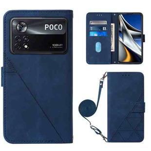 For Xiaomi Poco X4 Pro 5G Crossbody 3D Embossed Flip Leather Phone Case(Blue)