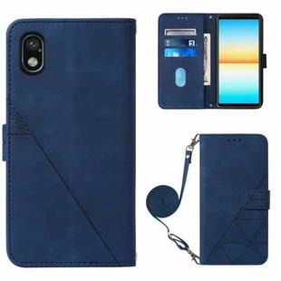 For Sony Xperia ACE III Crossbody 3D Embossed Flip Leather Phone Case(Blue)