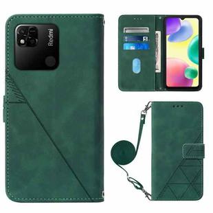 For Xiaomi Redmi 10A Crossbody 3D Embossed Flip Leather Phone Case(Dark Green)