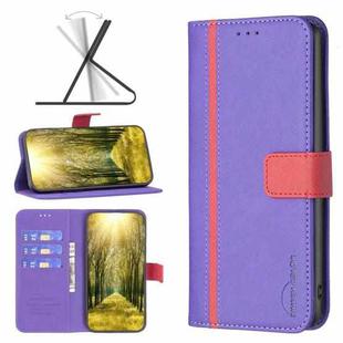 For OPPO A16 BF13 Color Matching Cross Texture Leather Phone Case(Purple)