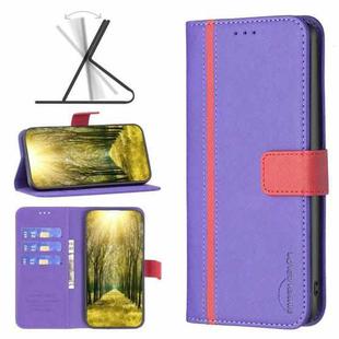 For OPPO Realme C31 BF13 Color Matching Cross Texture Leather Phone Case(Purple)