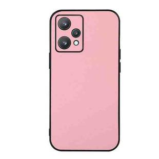 For OPPO Realme 9 Pro Accurate Hole Two-color Litchi Texture PU Phone Case(Pink)