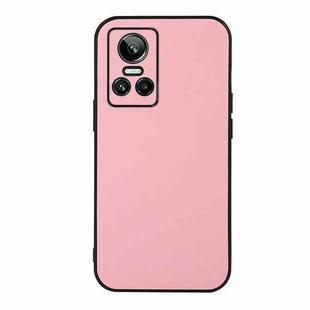 For OPPO Realme GT Neo 3 Accurate Hole Two-color Litchi Texture PU Phone Case(Pink)
