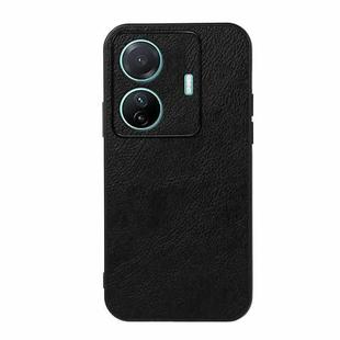 For vivo S15e Accurate Hole Two-color Litchi Texture PU Phone Case(Black)