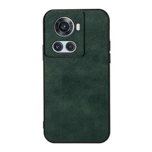 For OnePlus Ace Accurate Hole Two-color Litchi Texture PU Phone Case(Green)