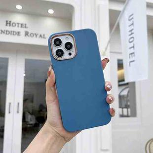 Electroplated Leather Texture Phone Case For iPhone 13 Pro(Light Blue)