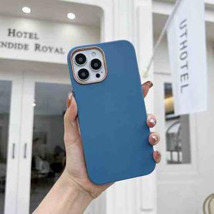 For iPhone 11 Electroplated Leather Texture Phone Case (Light Blue)