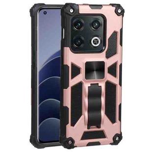 For OnePlus 10 Pro Shockproof TPU + PC Magnetic Protective Phone Case with Holder(Rose Gold)