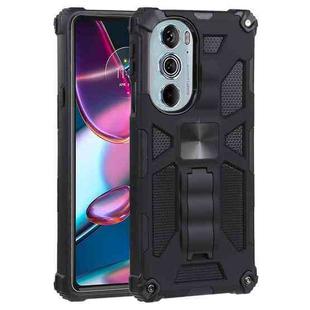 For Motorola Edge 30 Pro Shockproof TPU + PC Magnetic Protective Phone Case with Holder(Black)