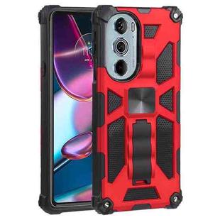 For Motorola Edge 30 Pro Shockproof TPU + PC Magnetic Protective Phone Case with Holder(Red)