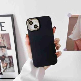 For iPhone 13 Liquid Silicone Electroplating + Flannel Phone Case(Black)
