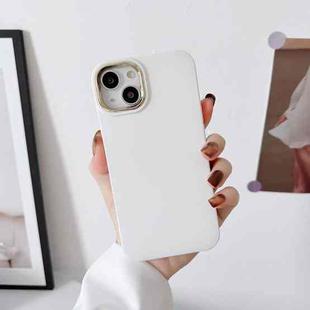 For iPhone 13 Liquid Silicone Electroplating + Flannel Phone Case(White)