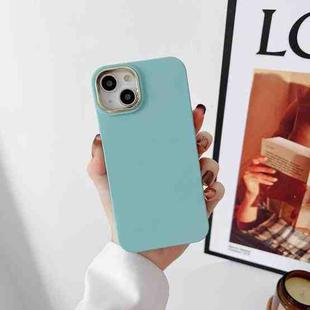 For iPhone 12 Liquid Silicone Electroplating + Flannel Phone Case(Lake Blue)