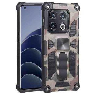 For OnePlus 10 Pro Camouflage Armor Shockproof TPU + PC Magnetic Protective Phone Case with Holder(Army Green)