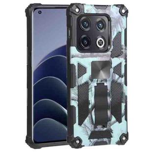 For OnePlus 10 Pro Camouflage Armor Shockproof TPU + PC Magnetic Protective Phone Case with Holder(Mint Green)