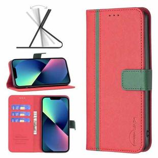 For iPhone 13 mini BF13 Color Matching Cross Texture Leather Phone Case (Red)