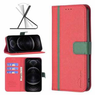 For iPhone 12 / 12 Pro BF13 Color Matching Cross Texture Leather Phone Case(Red)