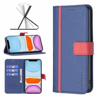 For iPhone 11 BF13 Color Matching Cross Texture Leather Phone Case (Blue)