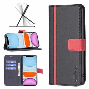 For iPhone 11 BF13 Color Matching Cross Texture Leather Phone Case (Black)