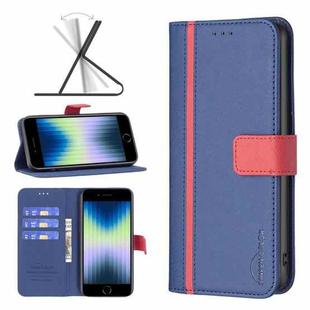 For iPhone SE 2022 / SE 2020 / 8 / 7 BF13 Color Matching Cross Texture Leather Phone Case(Blue)