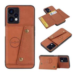 For OPPO Realme 9 Pro Double Buckle PU + TPU Shockproof Magnetic Phone Case(Brown)