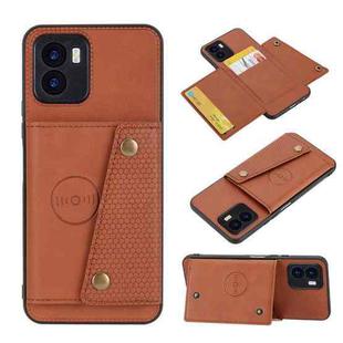 For vivo Y15s Double Buckle PU + TPU Shockproof Magnetic Phone Case(Brown)