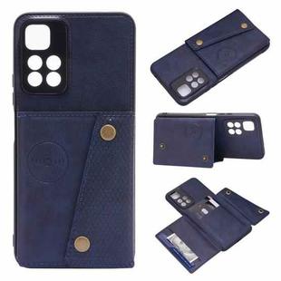 For Xiaomi Redmi Note 11 5G Chinese Double Buckle PU + TPU Shockproof Magnetic Phone Case(Blue)