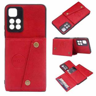For Xiaomi Redmi Note 11 5G Chinese Double Buckle PU + TPU Shockproof Magnetic Phone Case(Red)