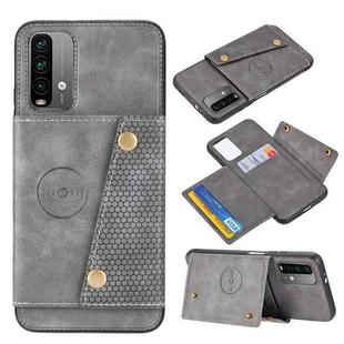 For Xiaomi Redmi 10 Double Buckle PU + TPU Shockproof Magnetic Phone Case(Grey)