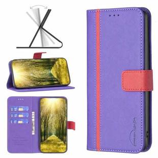 For Xiaomi Redmi 9 BF13 Color Matching Cross Texture Leather Phone Case(Purple)