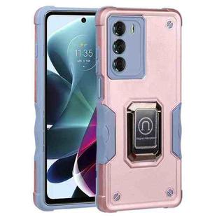 For Motorola Moto G200 5G Ring Holder Non-slip Armor Phone Case(Rose Gold)