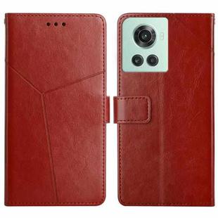 For OnePlus 10R/ACE Y Stitching Horizontal Flip Leather Phone Case(Brown)