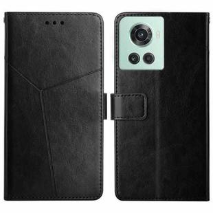 For OnePlus 10R/ACE Y Stitching Horizontal Flip Leather Phone Case(Black)