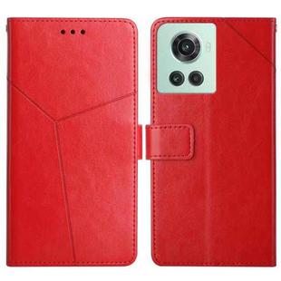 For OnePlus 10R/ACE Y Stitching Horizontal Flip Leather Phone Case(Red)