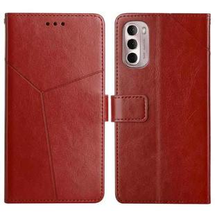 For Motorola Moto G Stylus 5G 2022 Y Stitching Horizontal Flip Leather Phone Case(Brown)