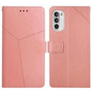 For Motorola Moto G52 Y Stitching Horizontal Flip Leather Phone Case(Rose Gold)