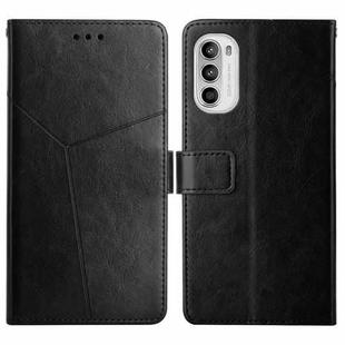 For Motorola Moto G52 Y Stitching Horizontal Flip Leather Phone Case(Black)