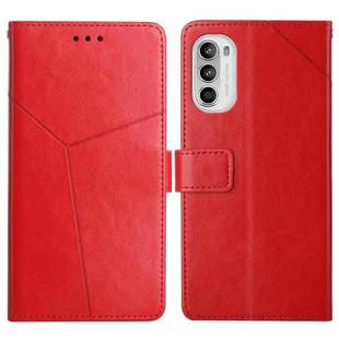 For Motorola Moto G52 Y Stitching Horizontal Flip Leather Phone Case(Red)