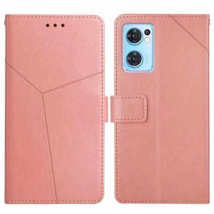 For OPPO Find X5 Lite Y Stitching Horizontal Flip Leather Phone Case(Rose Gold)