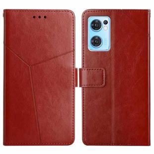 For OPPO Find X5 Lite Y Stitching Horizontal Flip Leather Phone Case(Brown)