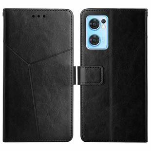For OPPO Find X5 Lite Y Stitching Horizontal Flip Leather Phone Case(Black)