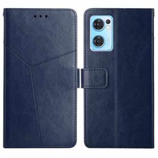 For OPPO Find X5 Lite Y Stitching Horizontal Flip Leather Phone Case(Blue)