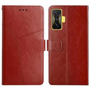 For Xiaomi Poco F4 GT Y Stitching Horizontal Flip Leather Phone Case(Brown)