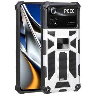 For Xiaomi Poco X4 Pro 5G Shockproof TPU + PC Magnetic Protective Phone Case with Holder(Silver)