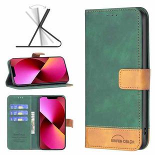 For iPhone 13 BF11 Color Matching Skin Feel Leather Phone Case(Green)
