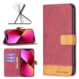 For iPhone 13 BF11 Color Matching Skin Feel Leather Phone Case(Red)